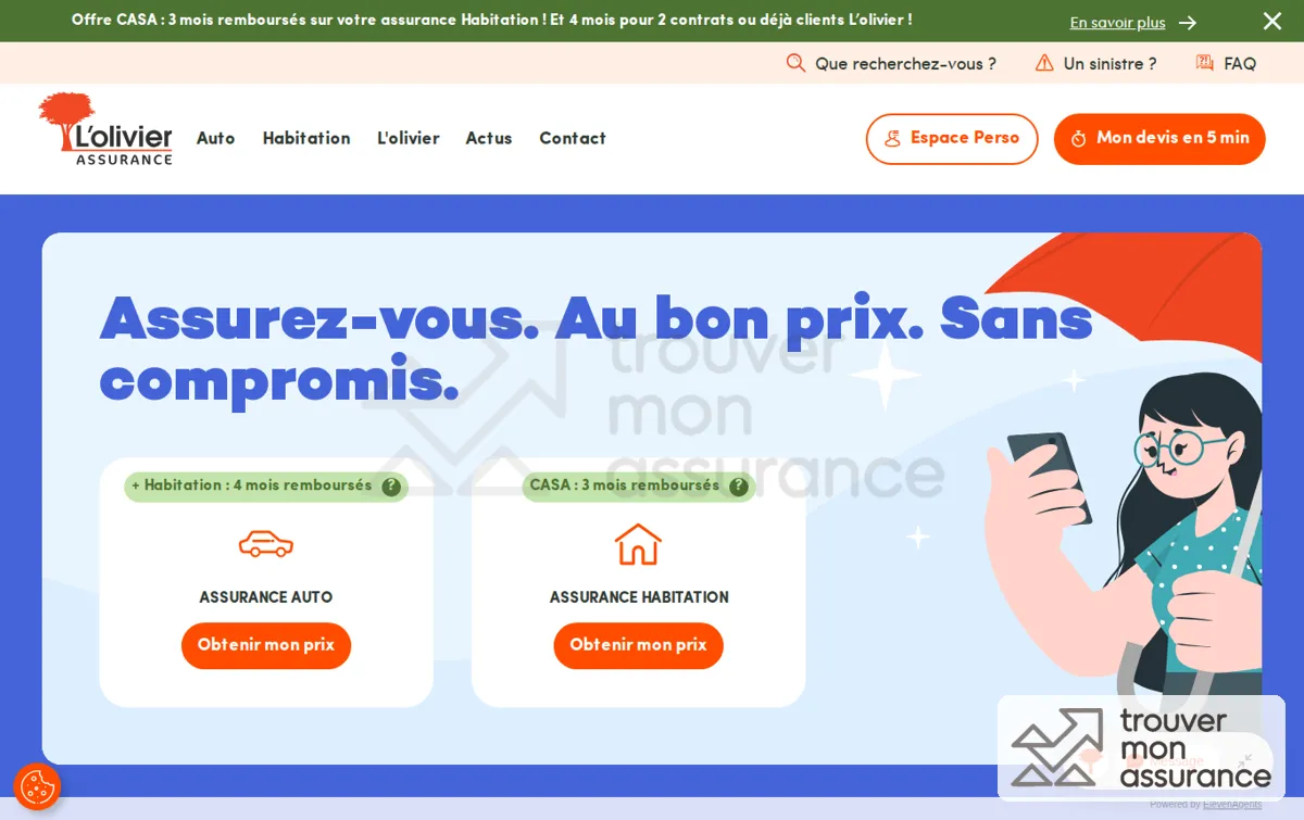 Capture : L’olivier Assurance : L’assurance en ligne directe et pas chère